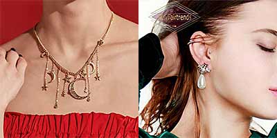 women-Side-By-Side-Wearing-Pearl-Earrings-and-Moon-Star-Necklace