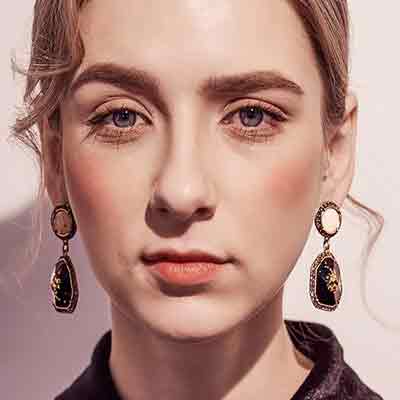 Woman-Wearing-Art_Deco-dangle-Speckled-Earrings-Mayfairtrends