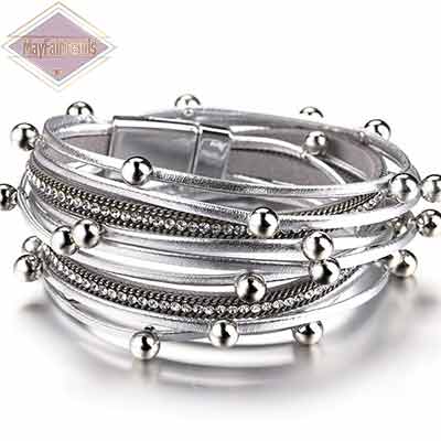 Boho-Chic-Stacking-Leather-Bracelet-color-silver