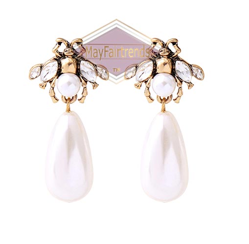 Dangle-Drop-Pearl-Crystal-Earrings