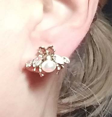 side-view-woman-wearing-Bee-Stud-Crystal-Earrings